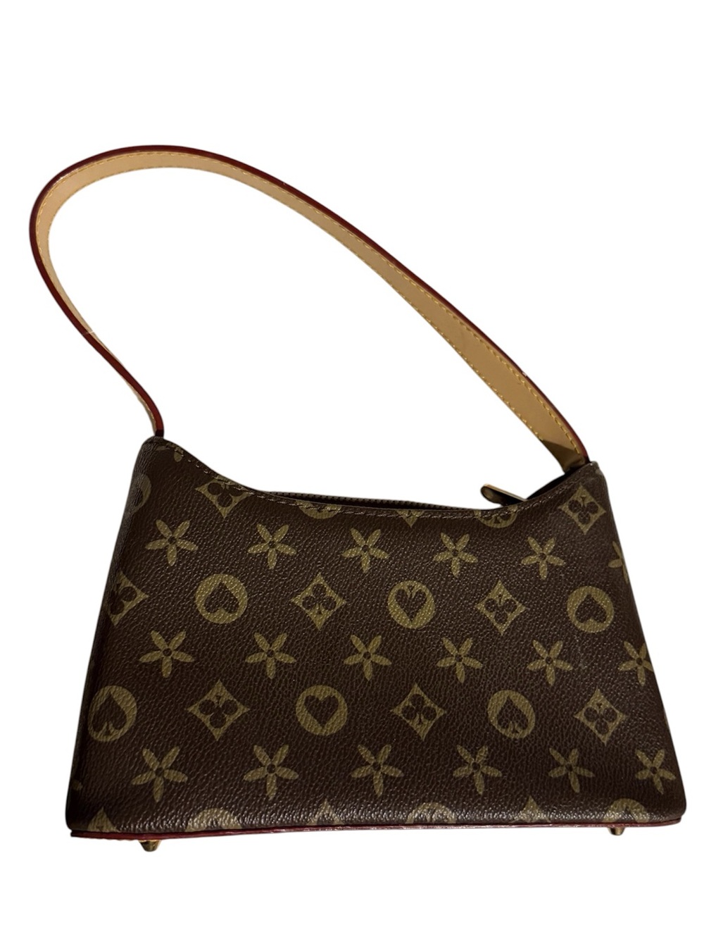 Lany bags - Brown Patterned Shoulder Bag with Tan Strap